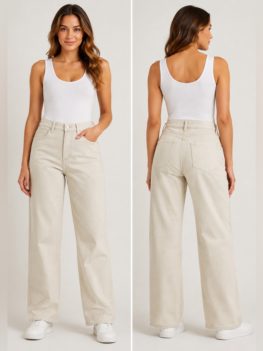 NWT Vervet Beverly Super High Rise Straight Leg Jeans Beige Cream Size 29